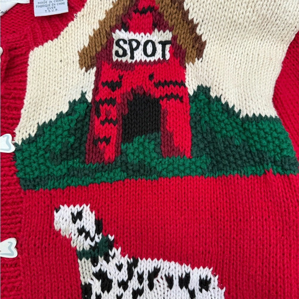 Vintage 90s Eagles Eye Dog Hand Knit Cardigan. Sweater Rare Size L Pets USA - Picture 5 of 11